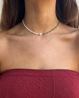 Half Multi Beaded Necklace