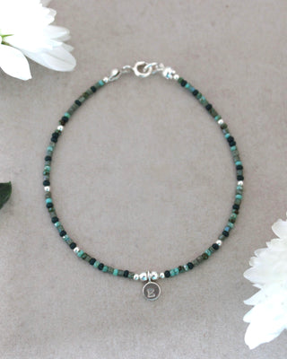 Personalised Initial Blue Beaded Bracelet
