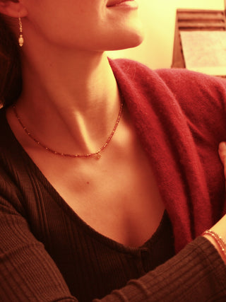 Garnet Initial Gemstone Necklace