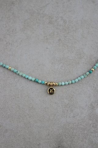 Personalised Initial Peruvian Turquoise Beaded Necklace