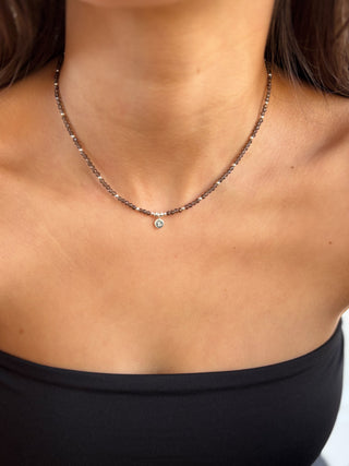 Smokey Quartz Initial Gemstone Necklace