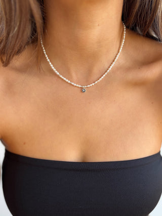 Pearl Initial Gemstone Necklace