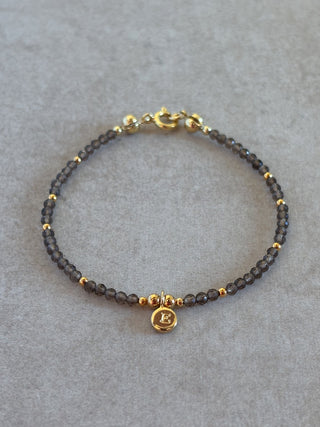 Smokey Quartz Initial Gemstone Bracelet
