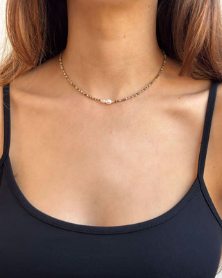 Mother Daughter Sandy Pearl Beaded Necklace