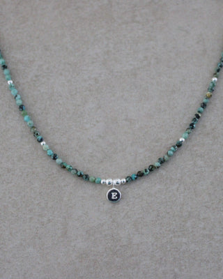 Personalised Initial African Turquoise Beaded Necklace
