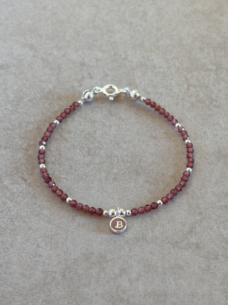 Garnet Initial Gemstone Bracelet