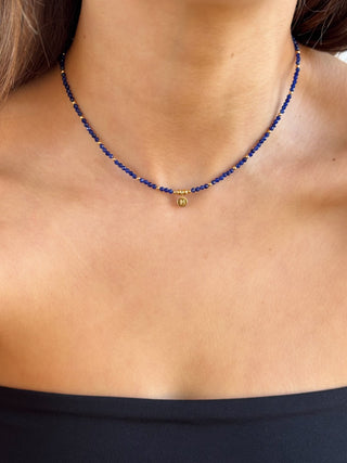 Lapis Lazuli Initial Gemstone Necklace
