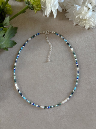 Crystal Blue Beaded Necklace