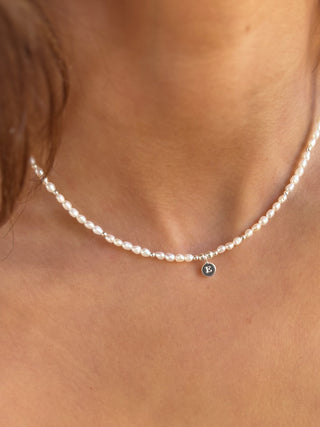 Pearl Initial Gemstone Necklace