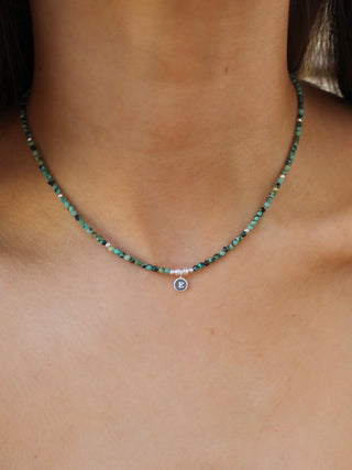 Personalised Initial African Turquoise Beaded Necklace