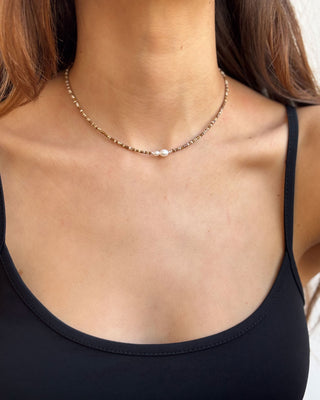 Mother Daughter Sandy Pearl Beaded Necklace
