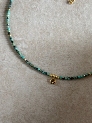 Turquoise Heart Beaded Necklace