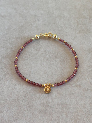 Garnet Initial Gemstone Bracelet