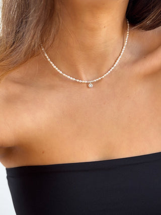 Pearl Initial Gemstone Necklace