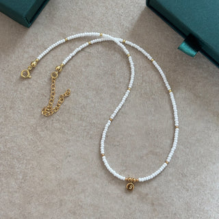 Personalised Initial White Beaded Necklace