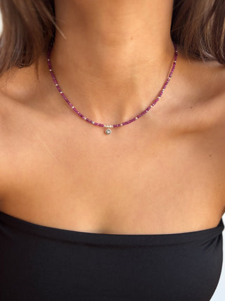 Ruby Initial Gemstone Necklace