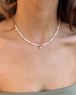 Personalised Initial White Beaded Necklace