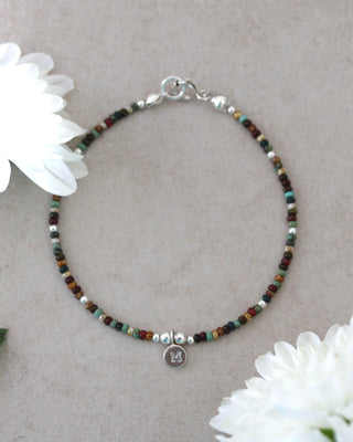 Personalised Initial Beaded Bracelet Multicoloured