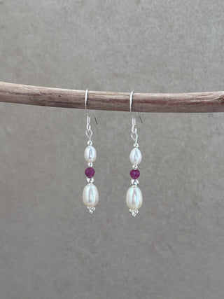 Ruby Gemstone Dangle Earrings