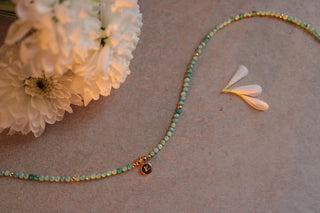 Personalised Initial Peruvian Turquoise Beaded Necklace