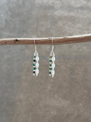 Pearl & Turquoise Beaded Drop Earrings