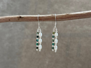 Pearl & Turquoise Beaded Drop Earrings