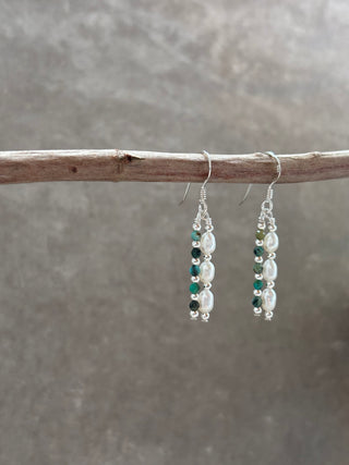 Pearl & Turquoise Beaded Drop Earrings