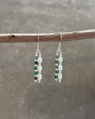 Pearl & Turquoise Beaded Drop Earrings