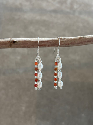 Pearl & Coral Beaded Drop Earrings