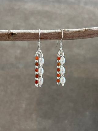 Pearl & Coral Beaded Drop Earrings