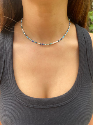 Crystal Blue Beaded Necklace