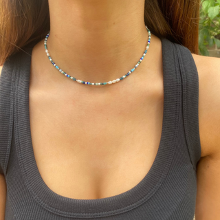 Crystal Blue Beaded Necklace