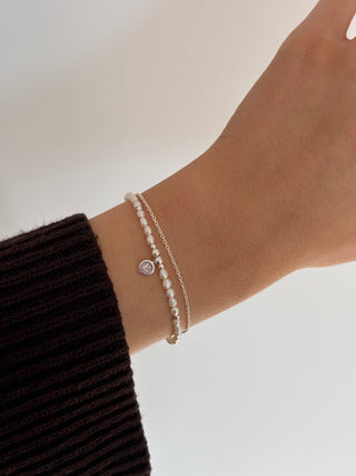 Pearl Initial Gemstone Bracelet