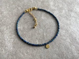 Navy Daisy Flower Anklet