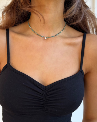 crystal dainty African turquoise gemstone necklace made from 925 sterling silver