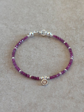 pink ruby first initial crystal bracelet